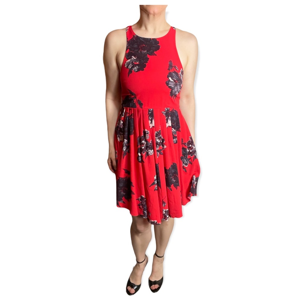 Free People Rose print dress, keyhole back with pockets size 0